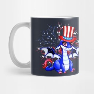 Cute Anime Dragon July 4th Independence Day Fireworks Baby Dragon Mug